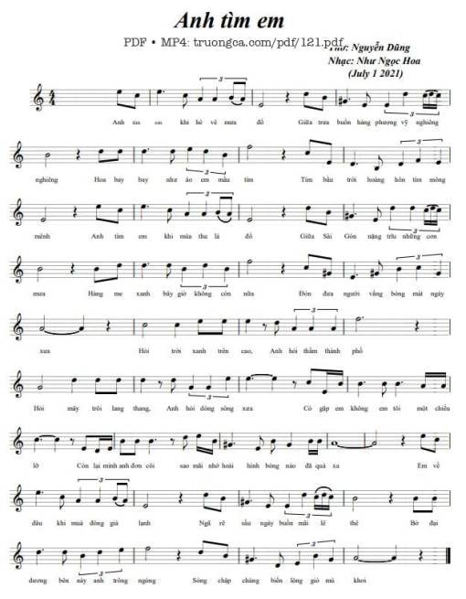 Sheet PDF of Anh tìm em - Như Ngọc Hoa