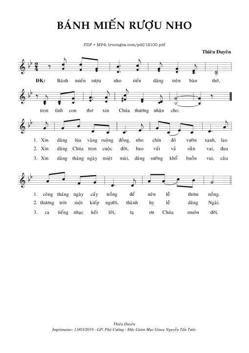 Sheet PDF of Bánh Miến Rượu Nho