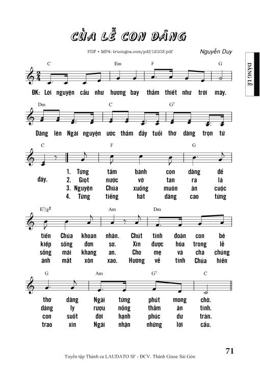 Sheet PDF of Của Lễ Con Dâng