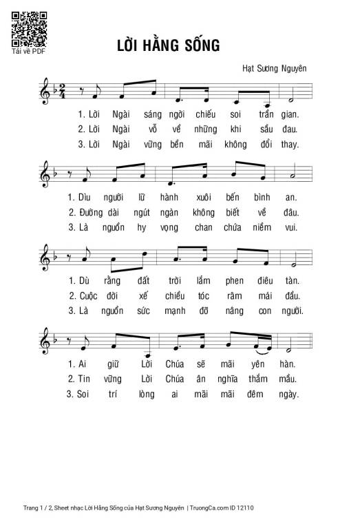 Sheet PDF of Lời Hằng Sống