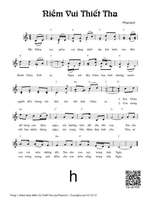 Sheet PDF of Niềm Vui Thiết Tha