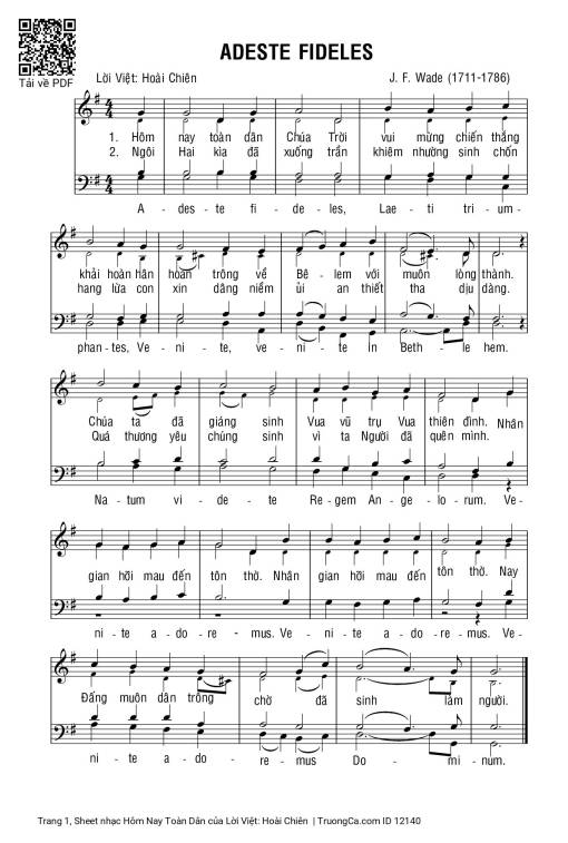 Sheet PDF of Hôm Nay Toàn Dân