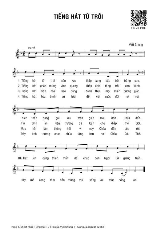 Sheet PDF of Tiếng Hát Từ Trời