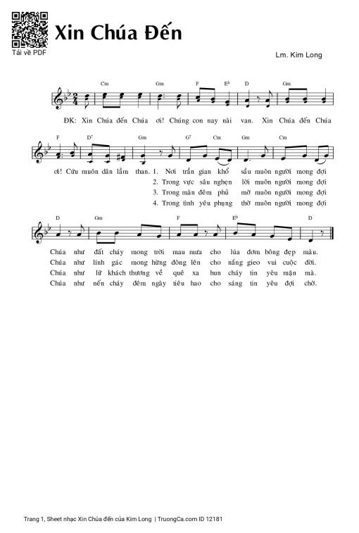 Sheet PDF of Xin Chúa đến