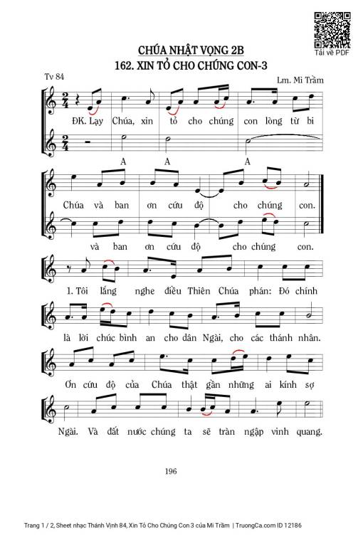 Sheet PDF of Thánh Vịnh 84, Xin Tỏ Cho Chúng Con 3