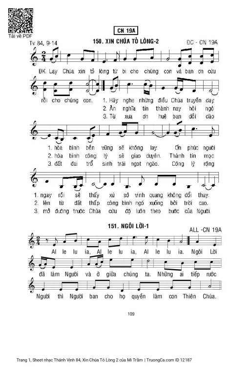 Sheet PDF of Thánh Vịnh 84, Xin Chúa Tỏ Lòng 2