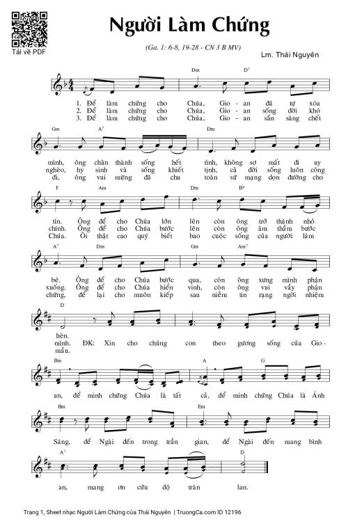 Sheet PDF of Người Làm Chứng