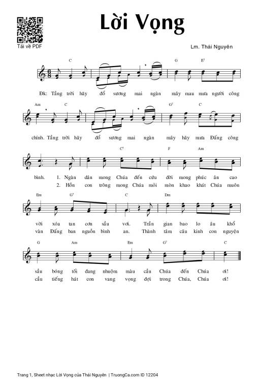 Sheet PDF of Lời Vọng - Thái Nguyên