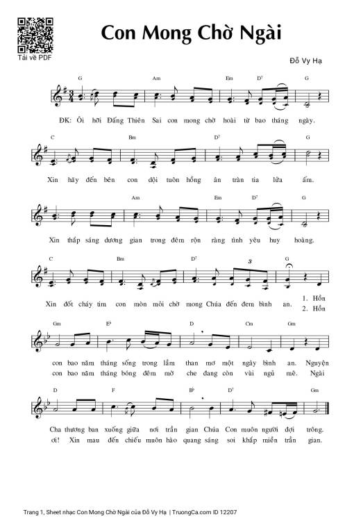 Sheet PDF of Con Mong Chờ Ngài