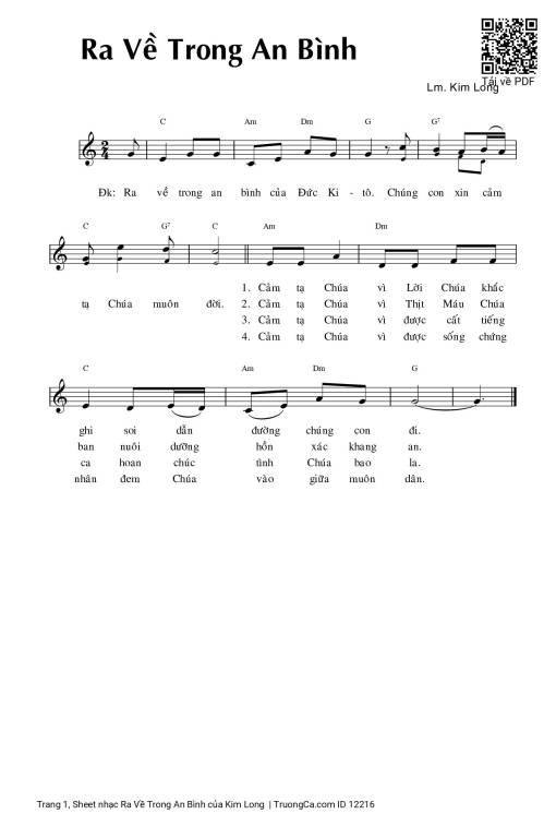 Sheet PDF of Ra Về Trong An Bình