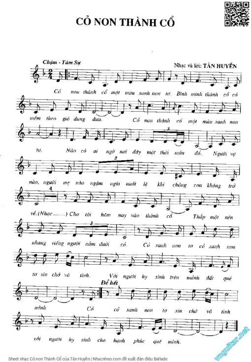 Sheet PDF of Cỏ non Thành Cổ