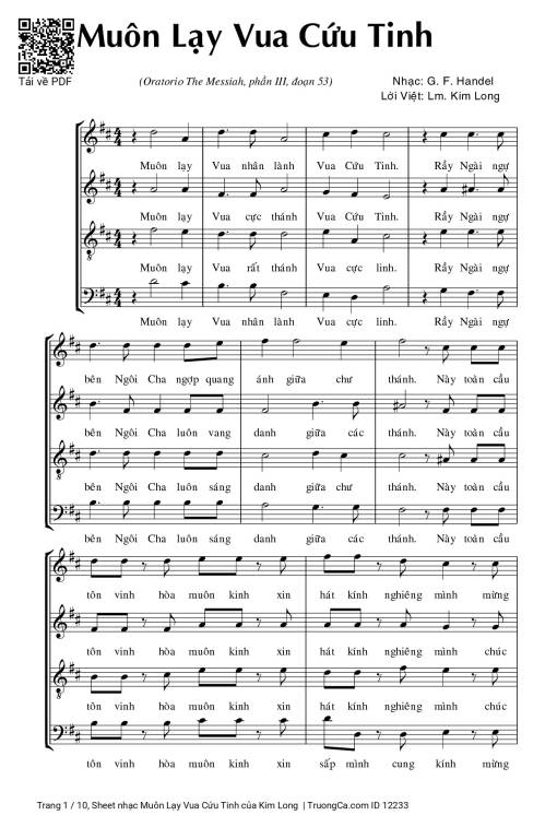 Sheet PDF of Muôn Lạy Vua Cứu Tinh