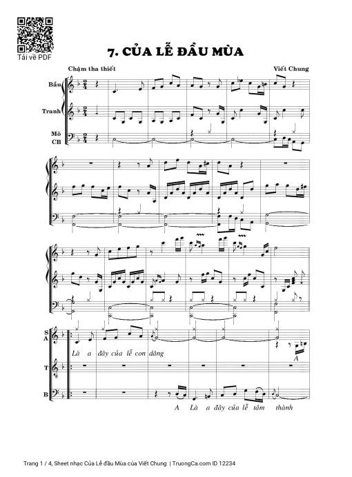 Sheet PDF of Của Lễ đầu Mùa