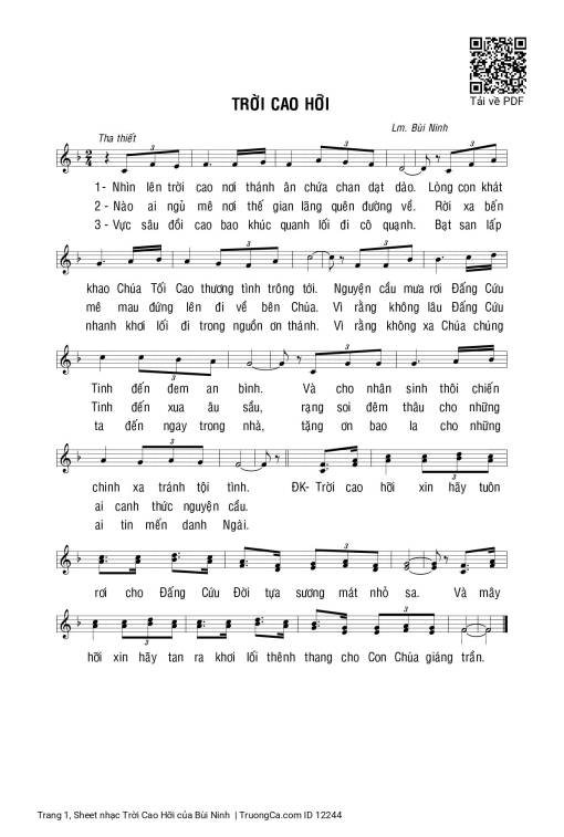 Sheet PDF of Trời Cao Hỡi