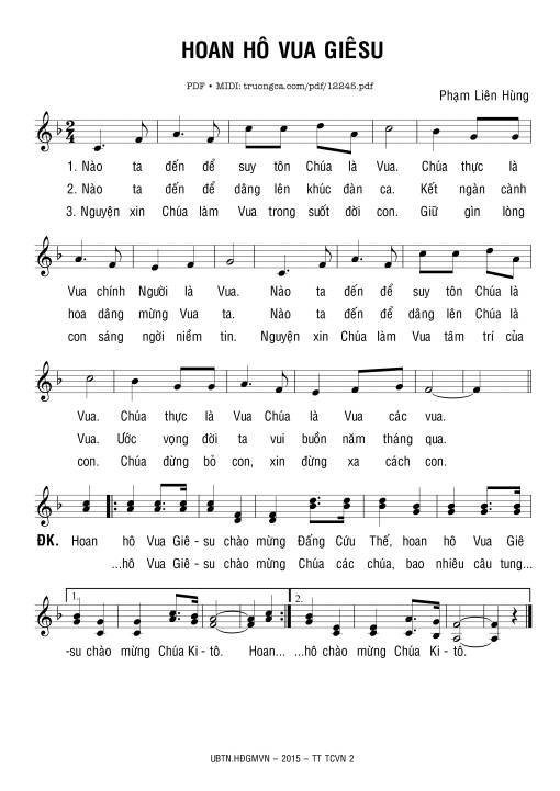 Sheet PDF of Hoan Hô Vua Giêsu