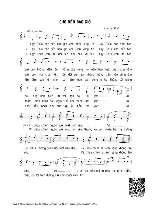 Sheet PDF of Cho đến Bao Giờ