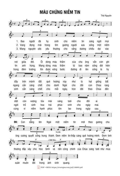 Sheet PDF of Máu Chứng Niềm Tin