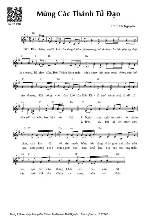 Mừng Các Thánh Tử đạo