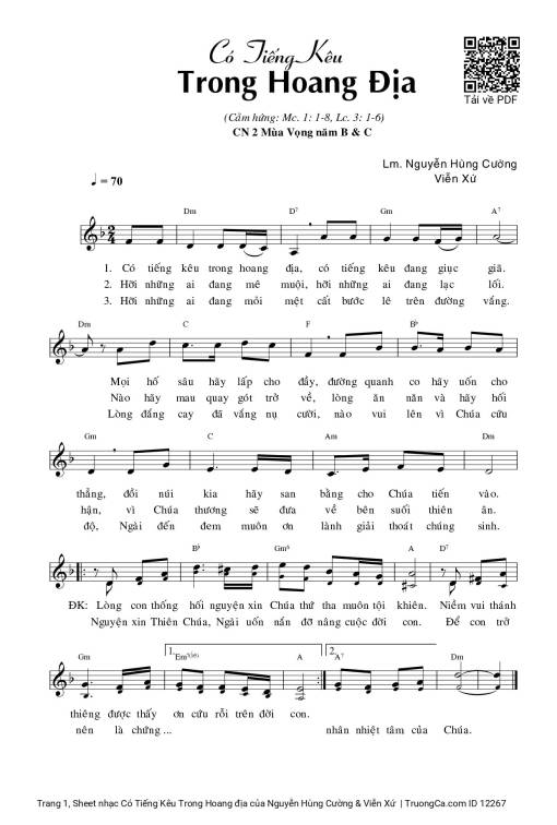 Sheet PDF of Có Tiếng Kêu Trong Hoang địa