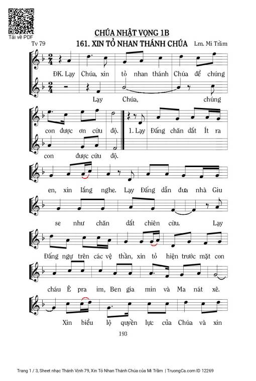 Sheet PDF of Thánh Vịnh 79, Xin Tỏ Nhan Thánh Chúa