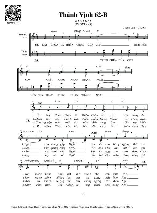 Thánh Vịnh 62, Chúa Nhật 32a Thường Niên