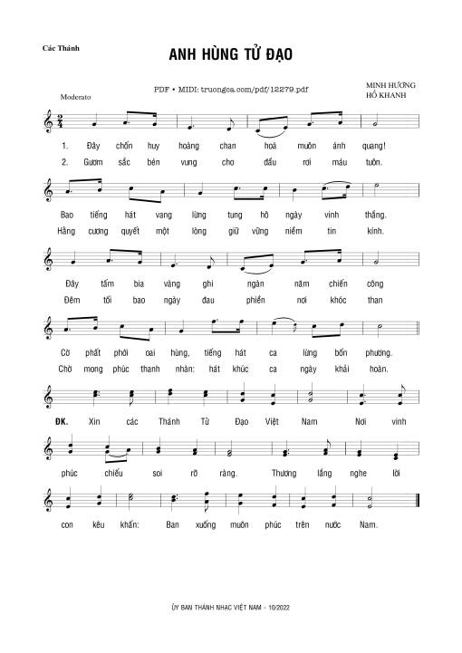 Sheet PDF of Anh Hùng Tử đạo