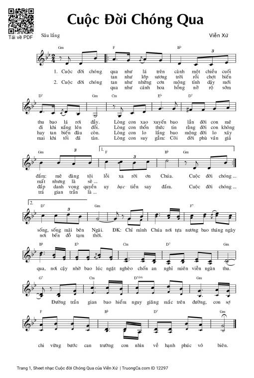 Sheet PDF of Cuộc đời Chóng Qua