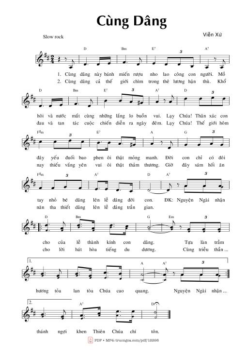 Sheet PDF of Cùng Dâng - Viễn Xứ