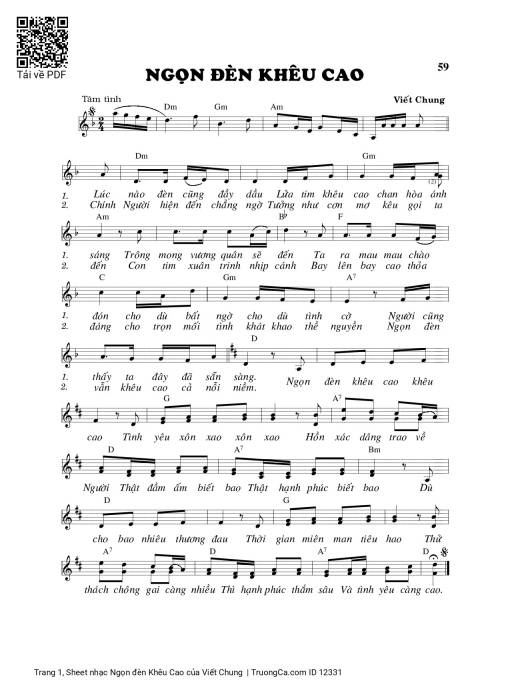 Sheet PDF of Ngọn đèn Khêu Cao