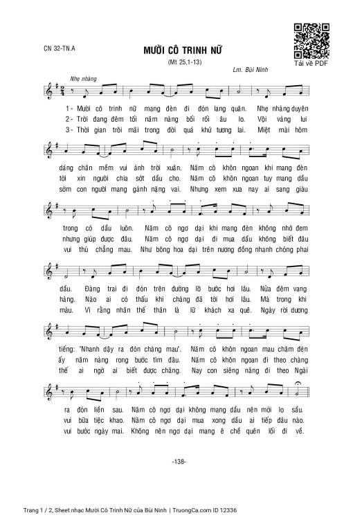 Sheet PDF of Mười Cô Trinh Nữ