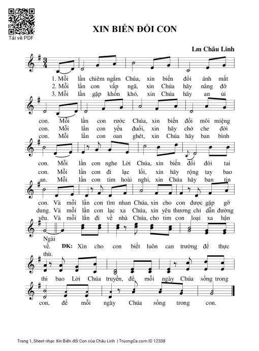 Sheet PDF of Xin Biến đổi Con