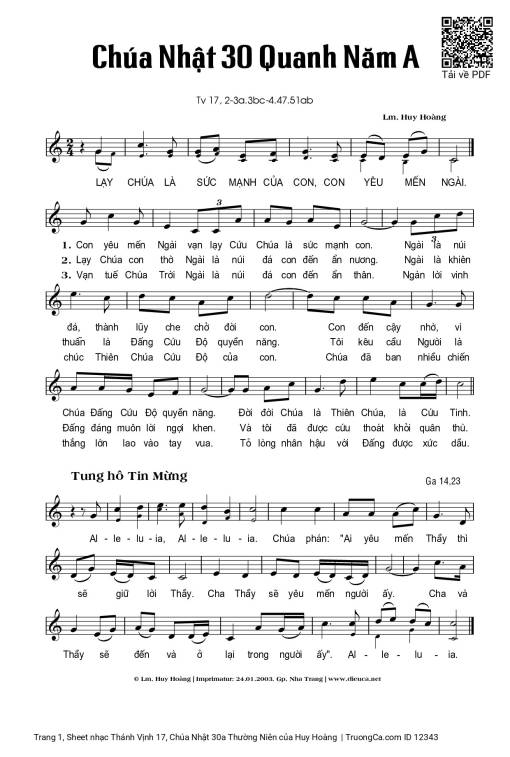 Sheet PDF of Thánh Vịnh 17, Chúa Nhật 30a Thường Niên
