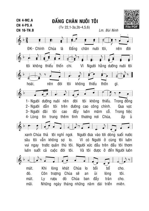 Sheet PDF of Thánh Vịnh 22, đấng Chăn Nuôi Tôi