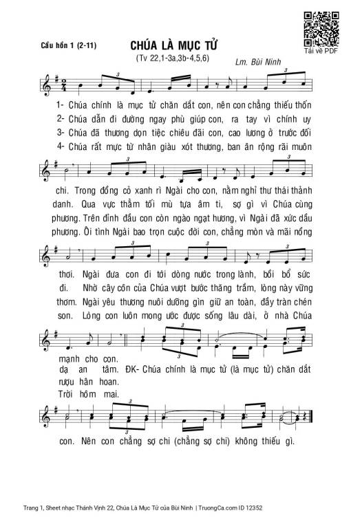 Sheet PDF of Thánh Vịnh 22, Chúa Là Mục Tử