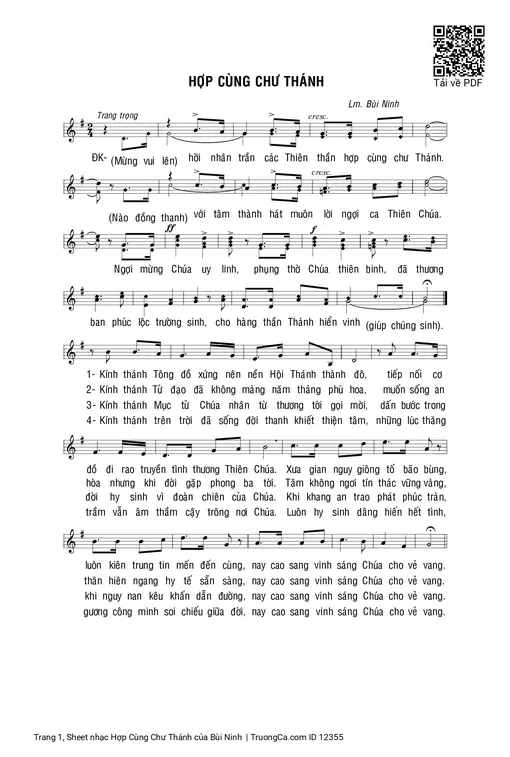 Sheet PDF of Hợp Cùng Chư Thánh