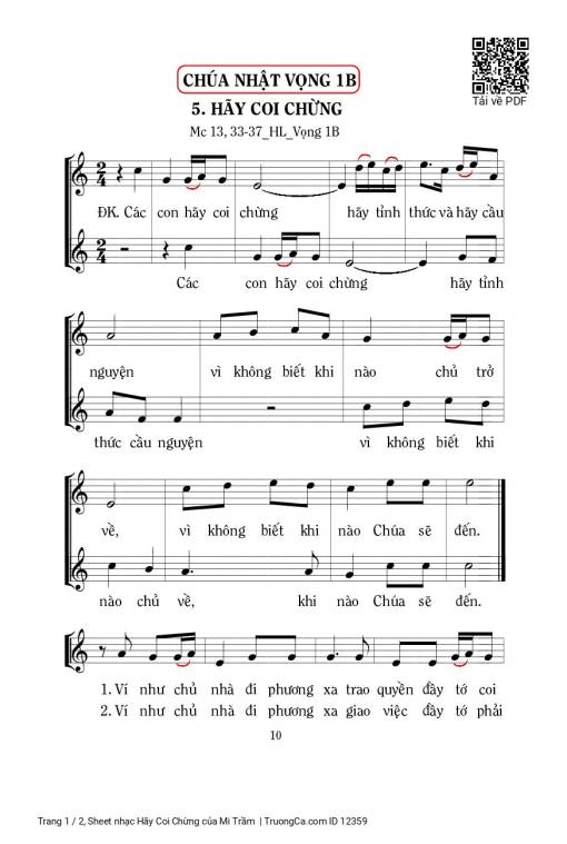 Sheet PDF of Hãy Coi Chừng