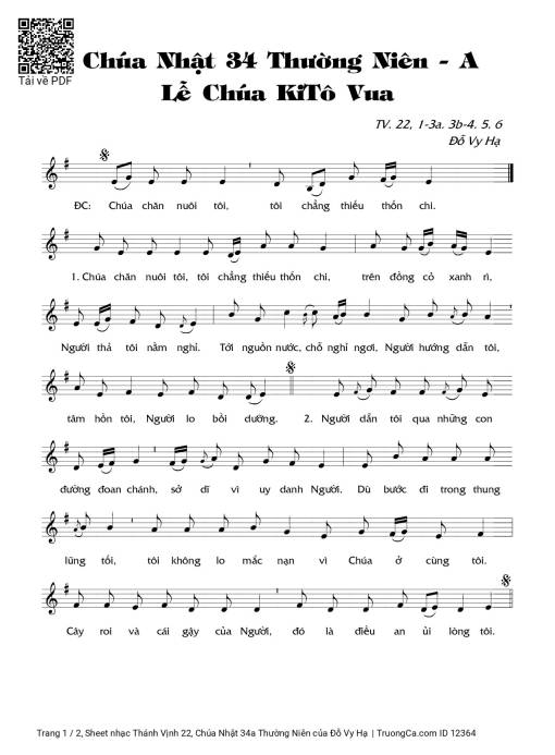 Sheet PDF of Thánh Vịnh 22, Chúa Nhật 34a Thường Niên