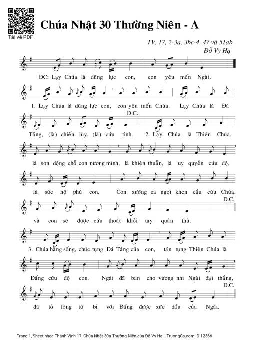 Sheet PDF of Thánh Vịnh 17, Chúa Nhật 30a Thường Niên