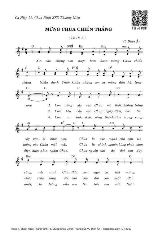 Sheet PDF of Thánh Vịnh 18, Mừng Chúa Chiến Thắng