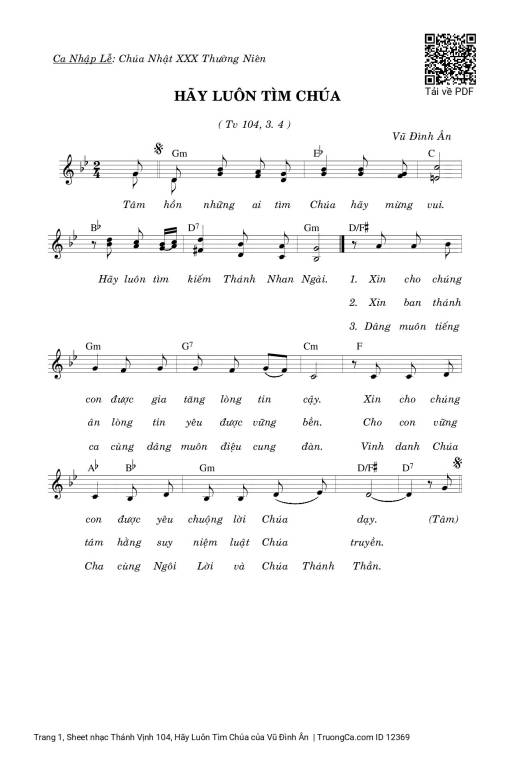 Sheet PDF of Thánh Vịnh 104, Hãy Luôn Tìm Chúa