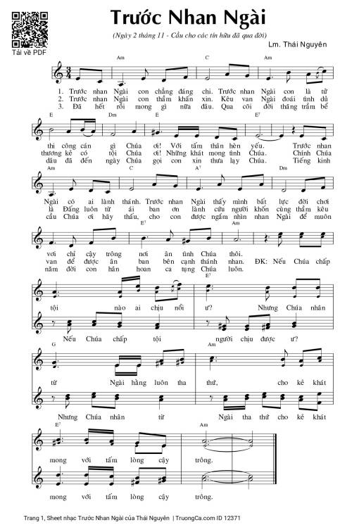 Sheet PDF of Trước Nhan Ngài