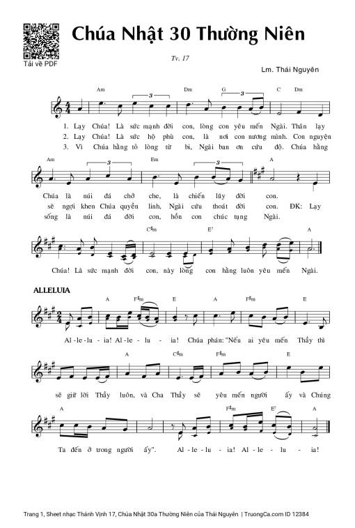 Sheet PDF of Thánh Vịnh 17, Chúa Nhật 30a Thường Niên