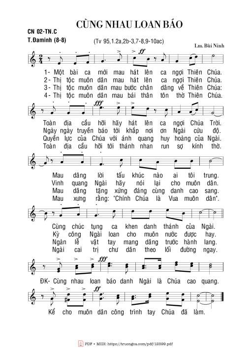 Sheet PDF of Thánh Vịnh 95, Cùng Nhau Loan Báo