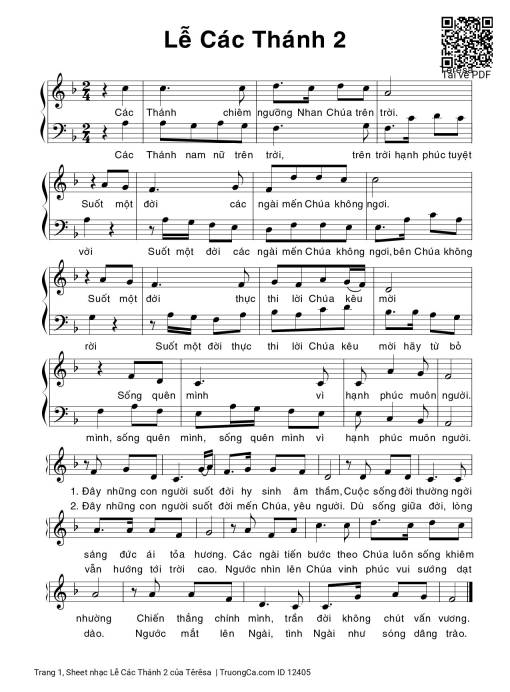 Sheet PDF of Lễ Các Thánh 2