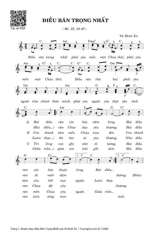 Sheet PDF of điều Răn Trọng Nhất