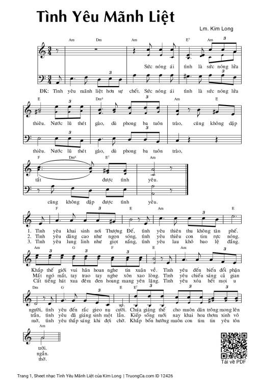 Sheet PDF of Tình Yêu Mãnh Liệt