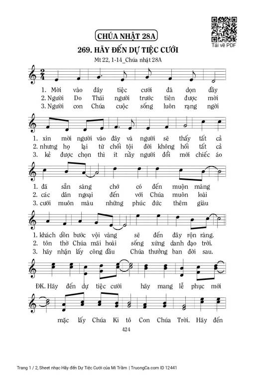 Sheet PDF of Hãy đến Dự Tiệc Cưới
