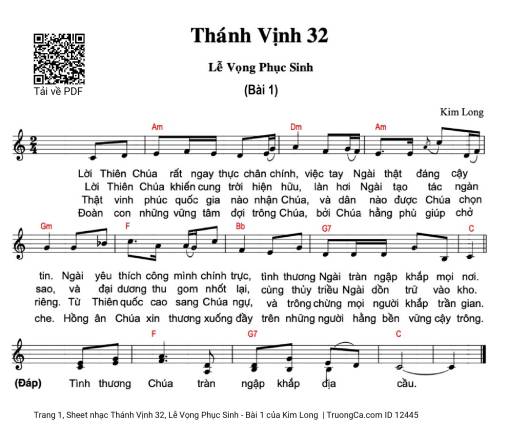 Sheet PDF of Thánh Vịnh 32, Lễ Vọng Phục Sinh - Bài 1