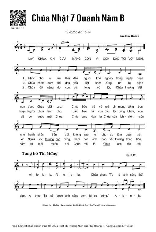 Thánh Vịnh 40, Chúa Nhật 7b Thường Niên