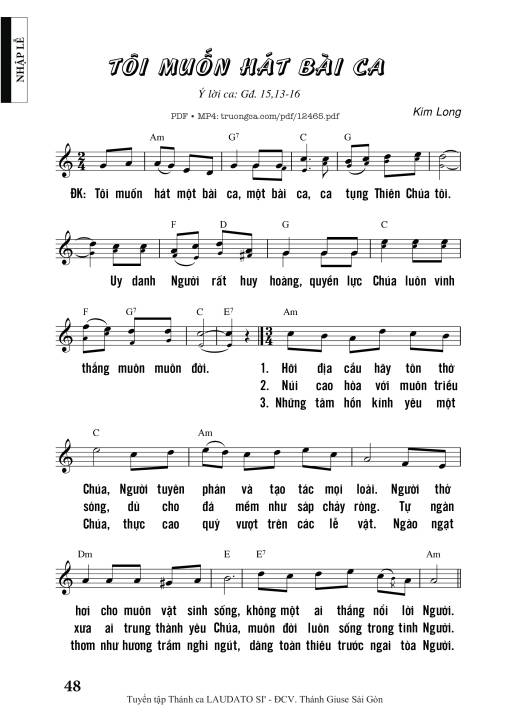 Sheet PDF of Tôi Muốn Hát Bài Ca